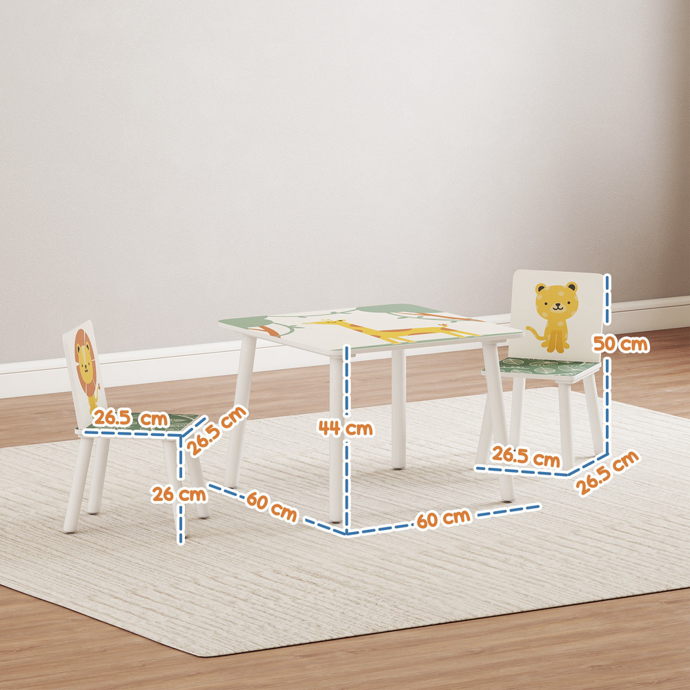 AIYAPLAY 3-Piece Toddler Table and Chair Set, Kids Table with 2 Chairs Set for Bedroom, Nursery, Playroom, Green