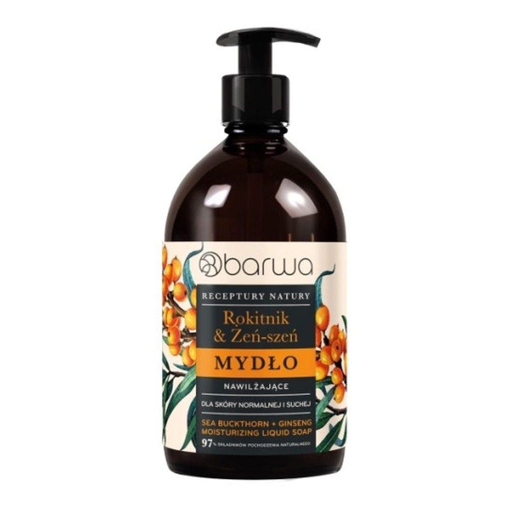 Barwa Receptury Natury Moisturizing Liquid Soap Sea Buckthorn Ginseng for Normal and Dry Skin 480ml