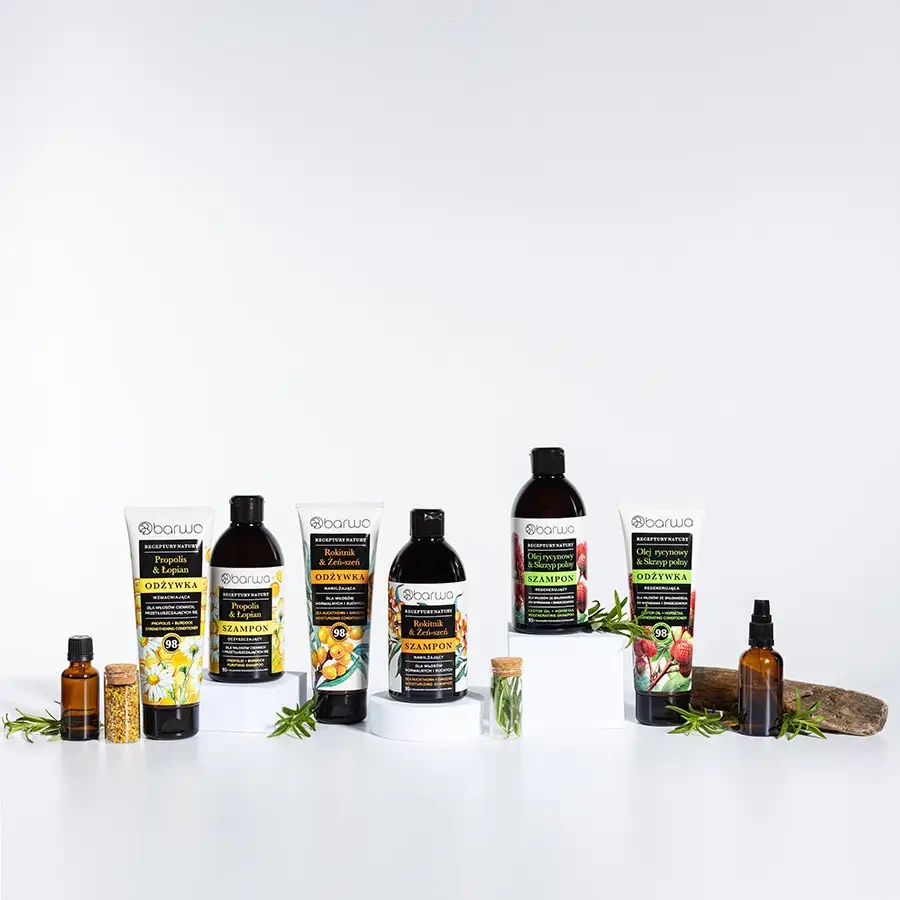 Barwa Receptury Natury Wzmacniająca Odżywka Propolis Łopian dla Włosów Cienki i Przetłuszczających Się 200ml