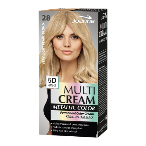 Joanna Multi Cream Color Hair Dye with 5D Effect with Long-Lasting Effect No. 28 Very Light Pearl Blonde 1 Piece