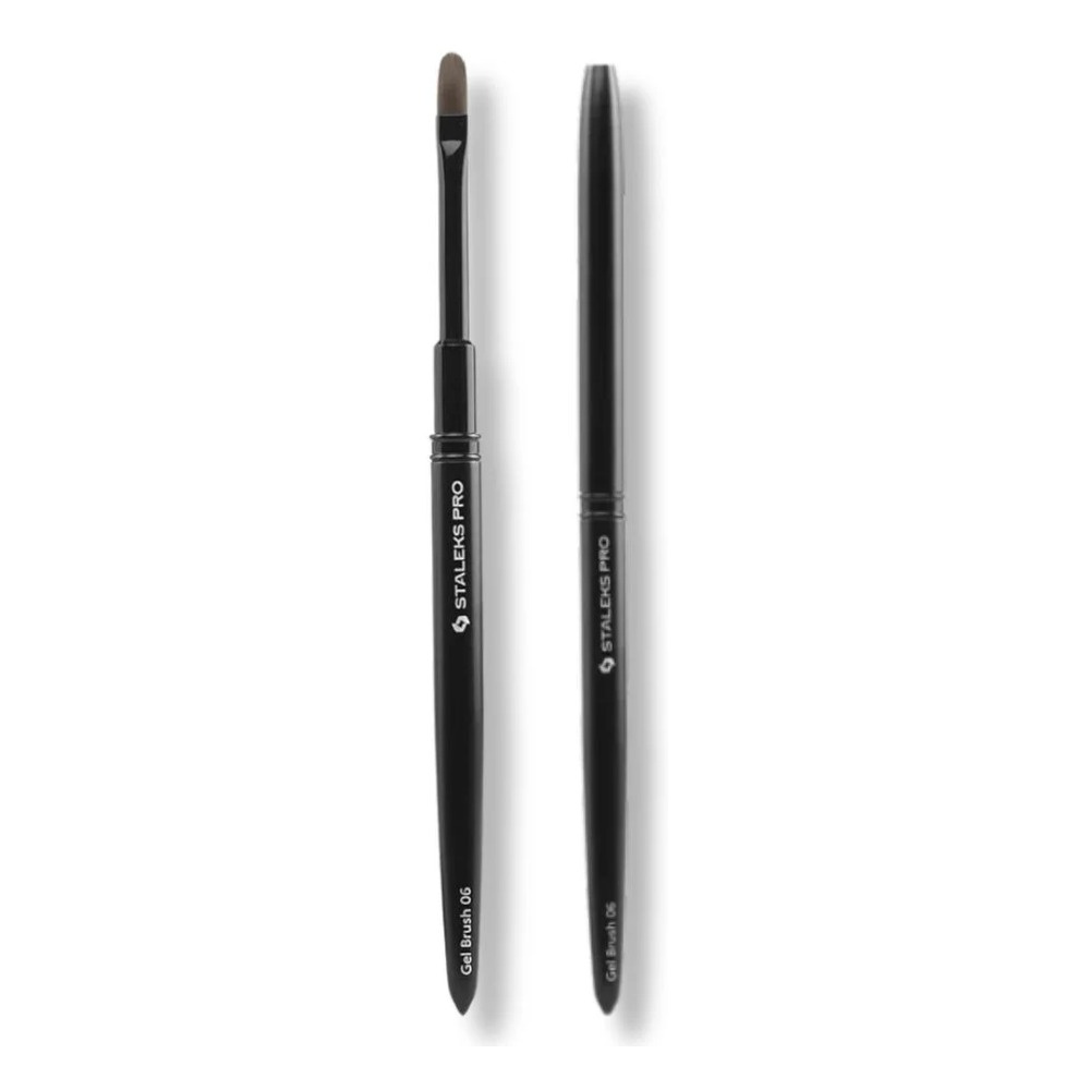 Staleks Pro Expert 06 Oval Gel Brush Synthetic Bristles Aluminium Handle 1pc
