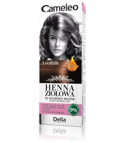 DELIA Cameleo Ziołowy Krem Koloryzujący Henna Ziołowa Nr 3.0 ciemny brąz 75g