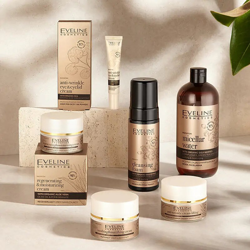 Eveline Organic Gold Przeciwzmarszczkowy Krem pod Oczy i na Powieki z Cica Bananem i Aloesem 20ml