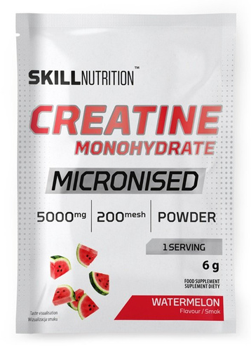 Skill Nutrition Mikronizowany Monohydrat Kreatyny o Smaku Arbuzowym Na Wzrost Masy Mięśniowej 6g