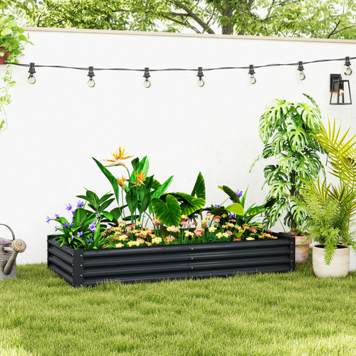 Outsunny 180 x 90cm Galvanised Steel Open Planter - 84H-211V00CG