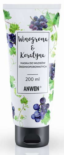 Anwen Winogrono i Keratyna Maska do Włosów Średnioporowatych 200ml Best Before 01.01.26
