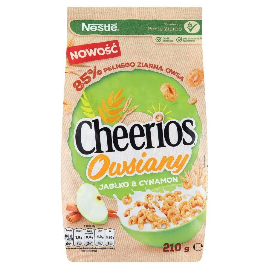 Nestlé Cheerios Owsiany Płatki Śniadaniowe Jabłko i Cynamon 210g
