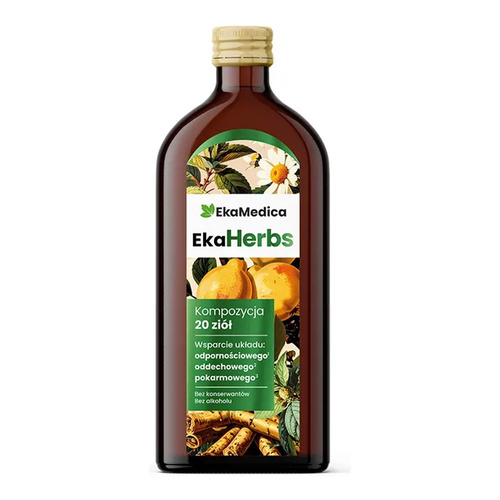 Ekamedica EkaHerbs Płynny Suplement Ziołowy z 20 Ziołami i Witaminą C 500ml