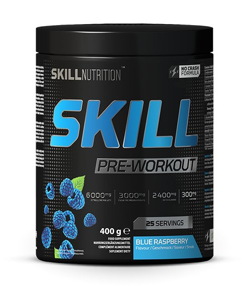 Skill Nutrition Skill Pre-Workout Niebieska Malina Przedtreningówka w Proszku na Energię i Skupienie 400g