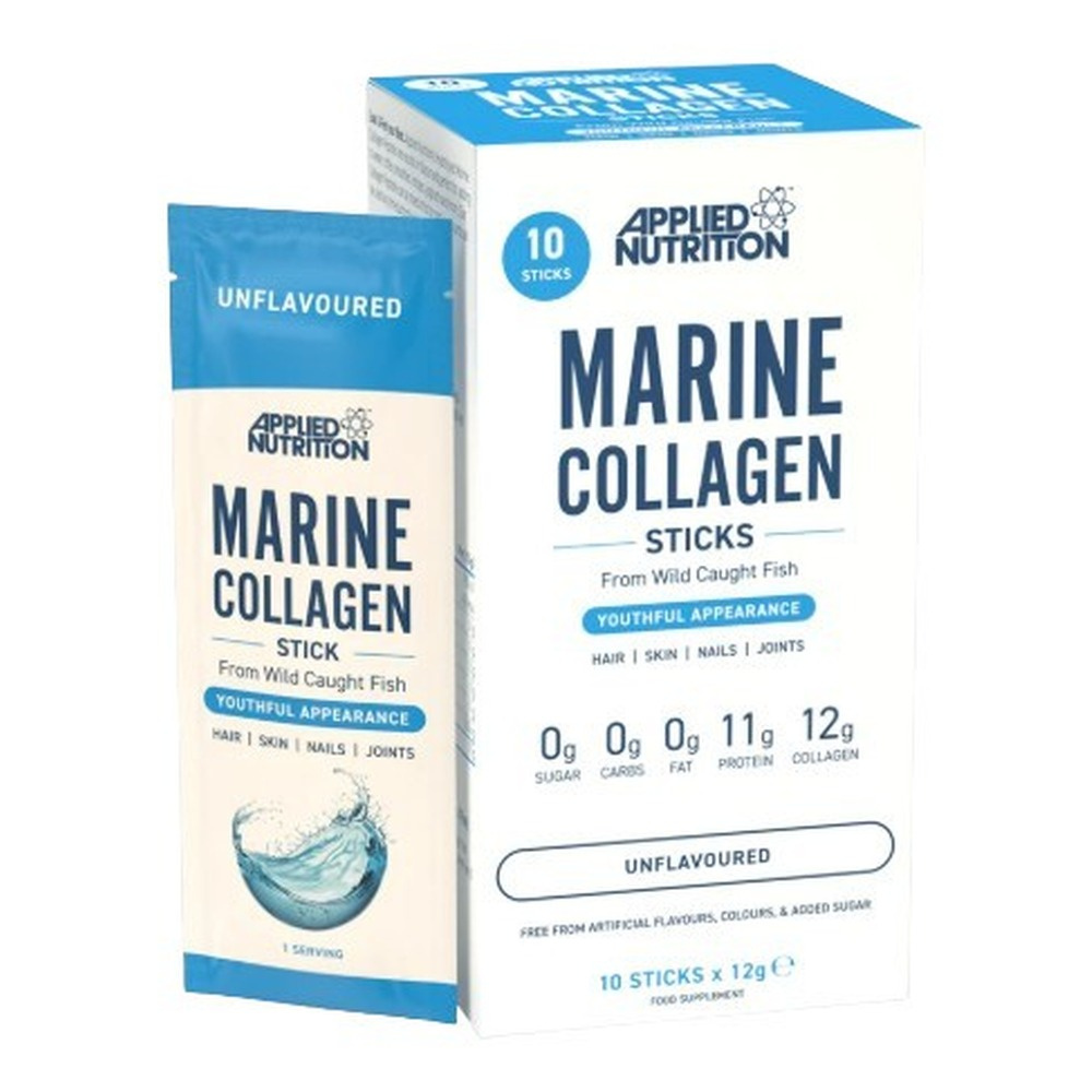Applied Nutrition Marine Collagen Sticks Unflavoured for Skin Hair Nails and Joints 10 x 12g