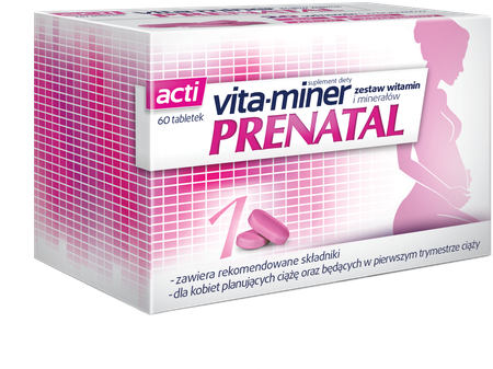Acti Vita Miner Prenatal Set of 20 Vitamins and Minerals for Women Planning Pregnancy 60 Tablets
