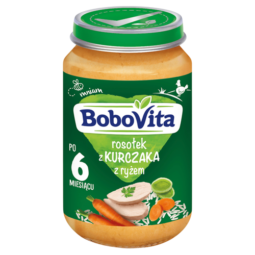 BoboVita Danie Rosołek z Kurczaka z Ryżem dla Niemowląt po 6 Miesiącu 190g