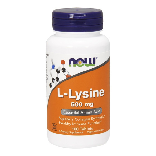 NOW Foods L-Lysine 500 mg Skin Immunity and Regeneration Support 100 Tablets