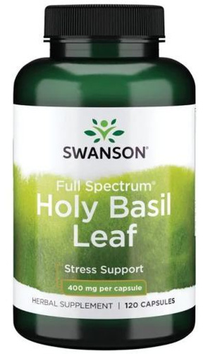 Swanson Holy Basil Leaf 400mg Liść Bazylii Wspiera Odporność I Wyciszenie Organizmu 120 Kapsułek
