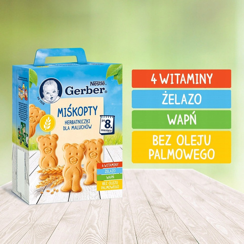 Gerber Teddy Bear Biscuits for Babies after 8th Month with Iron and Calcium 180g