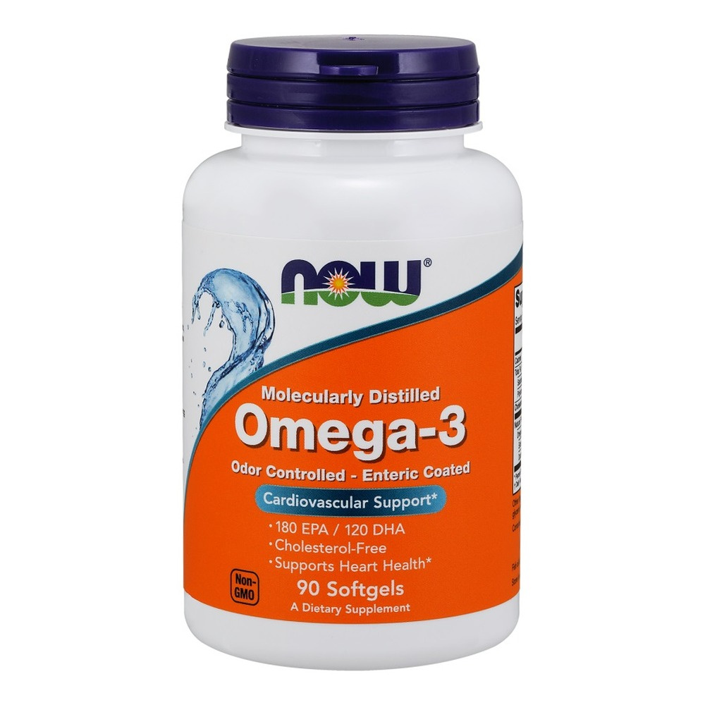 NOW Foods Molecularly Distilled Omega-3 Odor Controlled Enteric Coated 90 Capsules