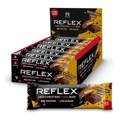 Reflex Nutrition High Protein Twin Bar, Salted Caramel Crunch - 12 x 60g
