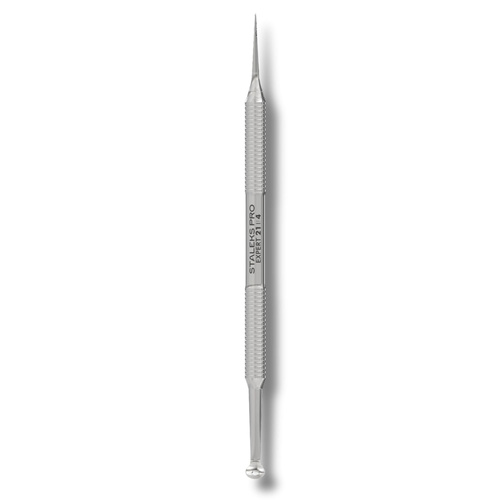 Staleks Pro Expert 21 Type 4 Double‑Ended Facial Cleansing Tool Uno Spoon Large Hole + Straight Vidal Needle 143mm