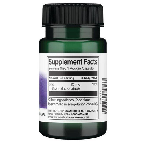 Swanson Zinc Orotate High Bioavailability Mineral Salt 60 Capsules