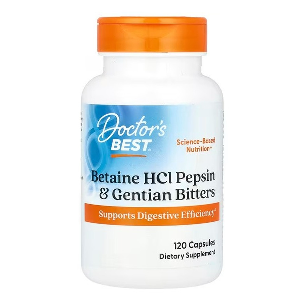 Doctor's Best Betaine HCl Pepsin & Gentian Bitters Kapsułki 120 kapsułek