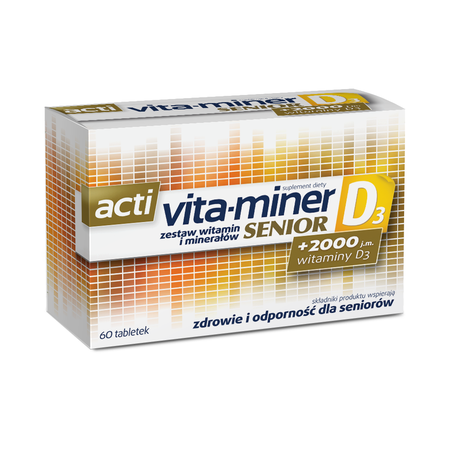 Acti Vita-Miner Senior D3 Vitamins and Minerals Complex for Immunity Support 60 Tablets