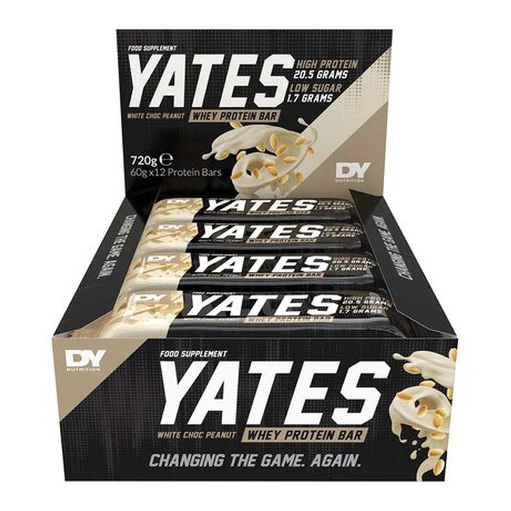 Dorian Yates Yates Baton Proteinowy Biała Czekolada Orzech Wysokobiałkowa Przekąska 12 x 60g