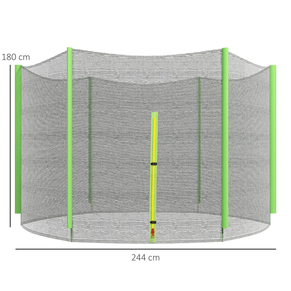 SPORTNOW 8ft Trampoline Net Replacement with 6 Plastic Pole Covers, Weather-Resistant Trampoline Netting Replacement with Zipped Entrance, Poles Not Included, Green