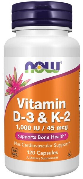 Now Foods Vitamin D-3 & K-2 Supports Immune System Function & Bone Health 120 Capsules