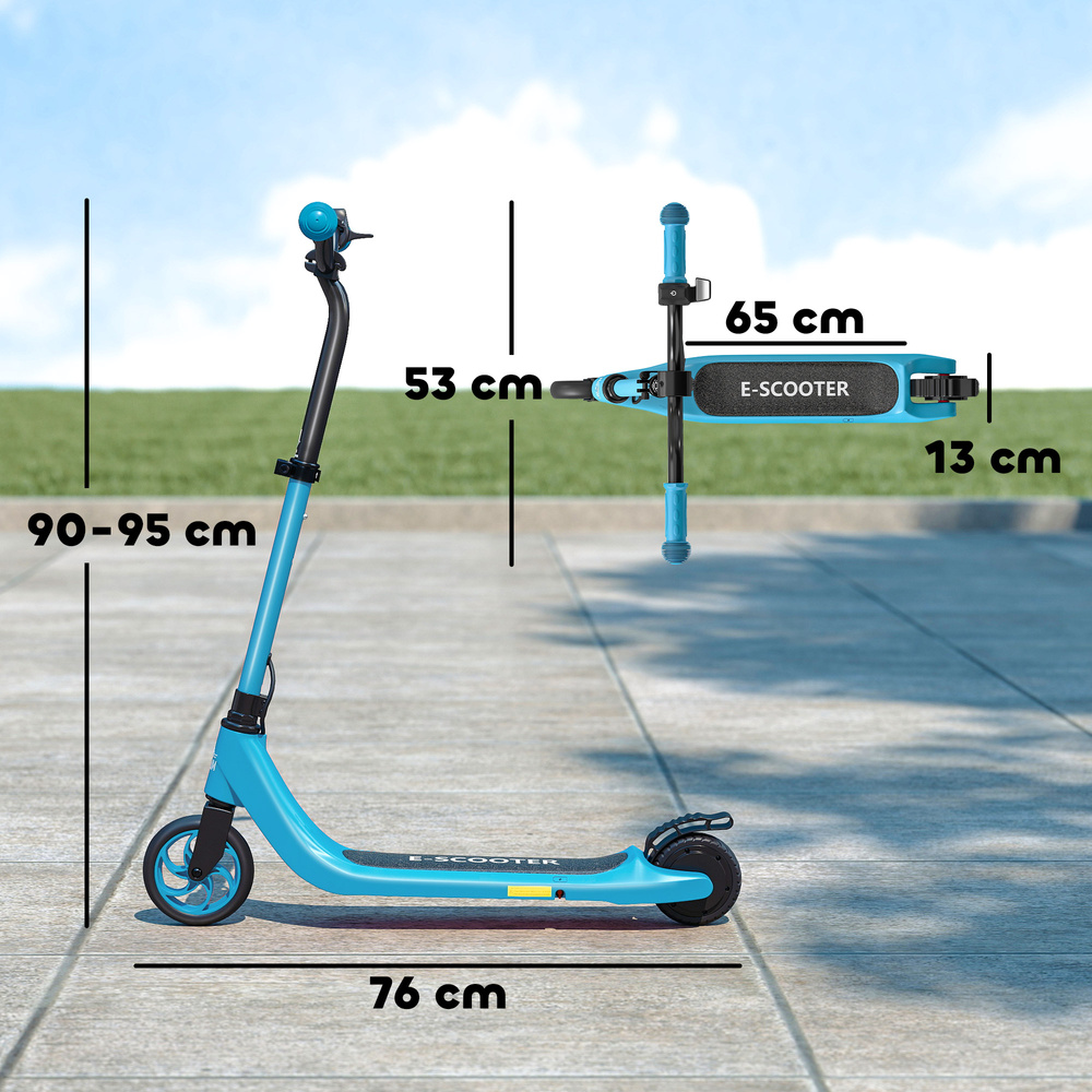 HOMCOM Electric Scooter for Kids 6+, Foldable E Scooter, Up to 8 KM/H, Maximum Range 6 KM, Adjustable Height, Blue