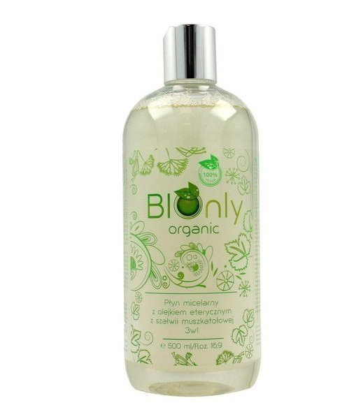 BIONLY Organic, Micellar Water with Clary Sage Essential Oil 3in1, 500ml