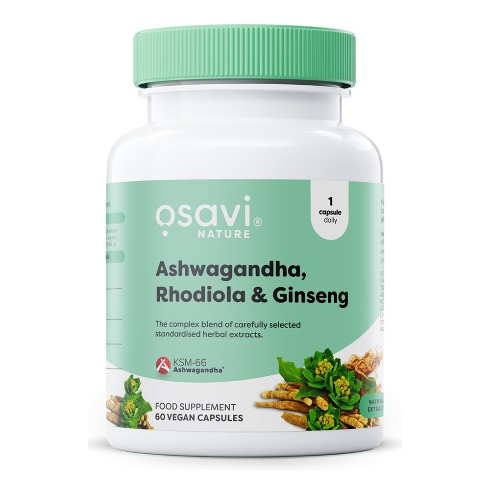 Osavi Ashwagandha + Rhodiola & Ginseng Adaptogen Complex for Stress and Energy 60 Vegan Caps