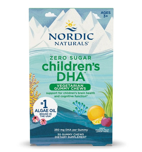 Nordic Naturals Children's DHA Vegetarian Gummy Chews 250mg Passion Fruit Lemon For Brain Support 30 Gummies