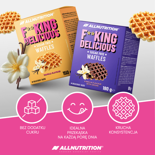AllNutrition Fitking Delicious Waffles Wafle Wanilia z Polewą Czekoladową 180g