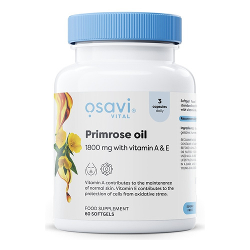 Osavi Primrose Oil with Vitamin A & E 1800mg For Skin Health 60 Softgels