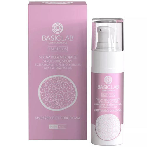 BasicLab Structure Regenerating Serum with 1% Ceramides, Elasticity and Regeneration for Dry and Very Dry Skin Day and Night 30ml