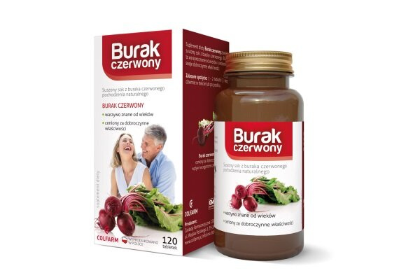Colfarm Suszony Sok z Buraka Czerwonego Pochodzenia Naturalnego 120 Tabletek