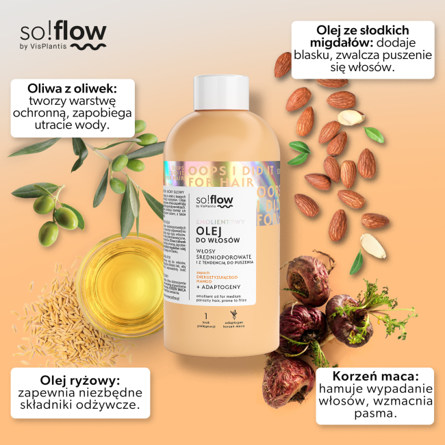 So!Flow Emolientowy Olej do Włosów Średnioporowatych i z Tendencją do Puszenia 150ml