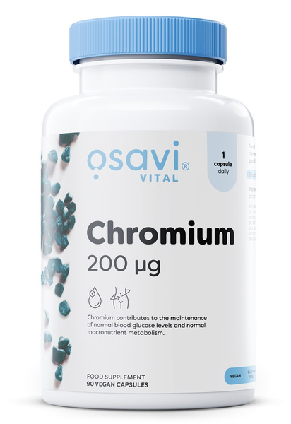 Osavi Chrom 200mcg na Wsparcie Poziomu Cukru we Krwi i Metabolizmu 90 Wegańskich Kapsułek