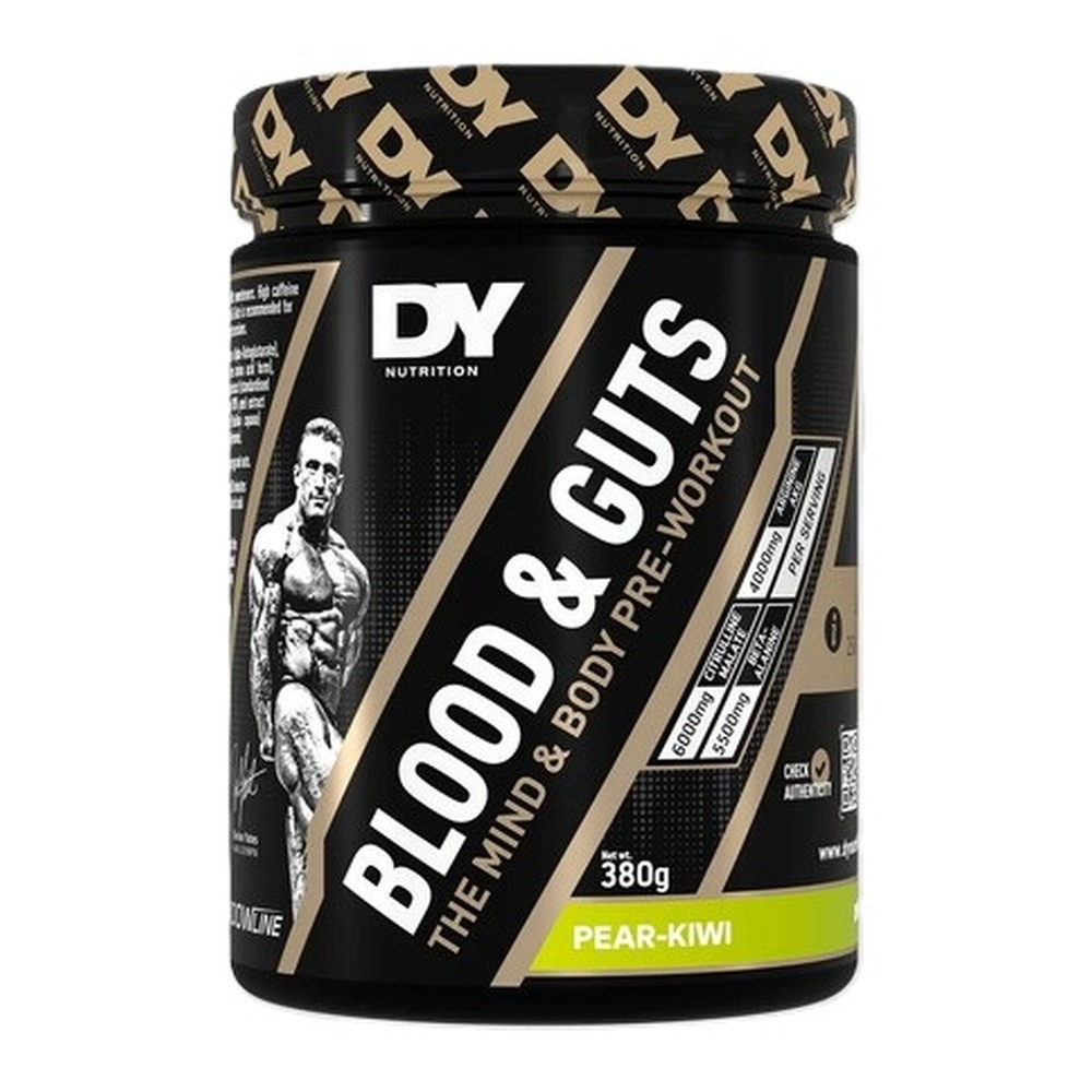 Dorian Yates Blood and Guts Pre-Workout for Energy and Focus Pear Kiwi 380g