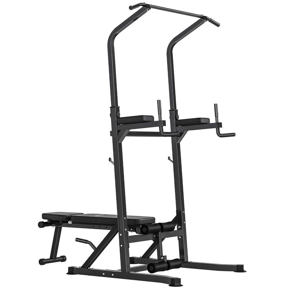 HOMCOM Pull Up Station with Adjustable Weight Bench, Dip Station and ...
