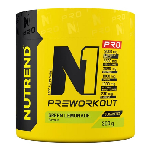 Nutrend N1 Pro Przedtreningówka na Pobudzenie Organizmu Zielona Lemoniada 300g