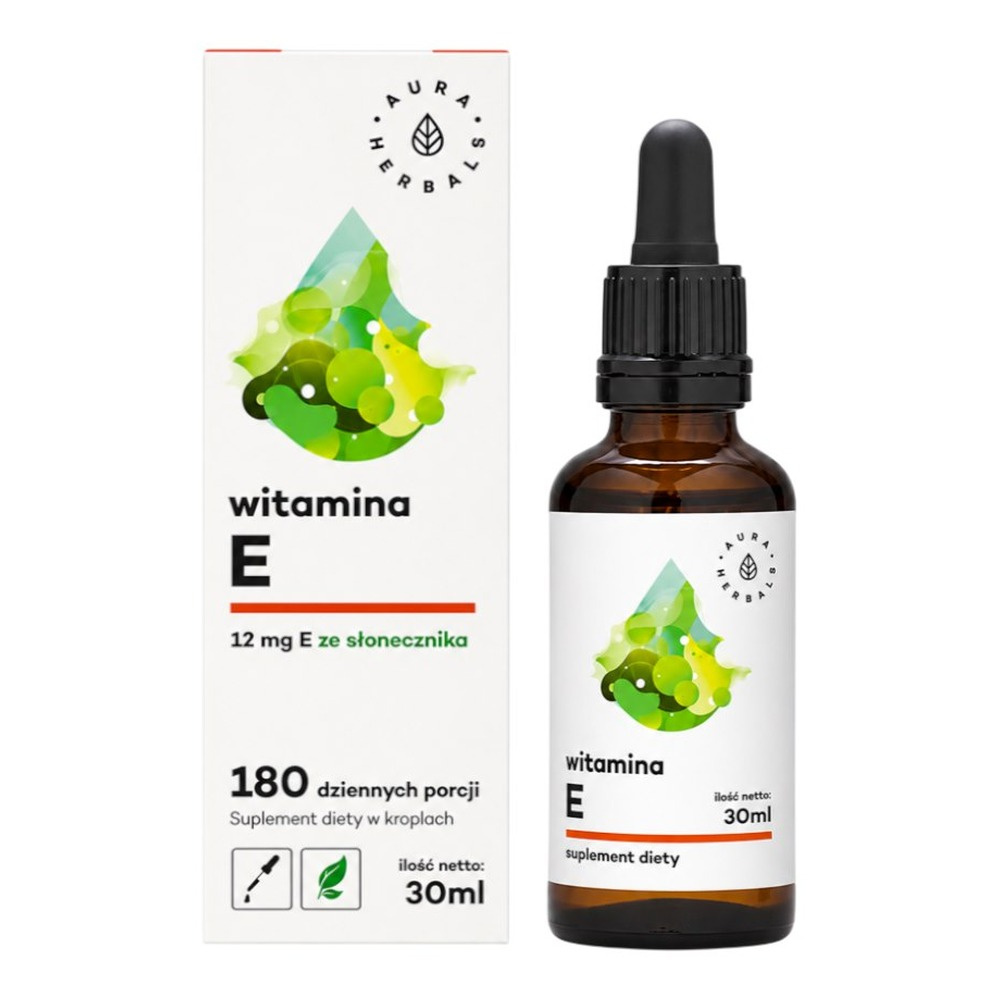 AURA HERBALS Witamina E 12mg Krople na Oliwie z Oliwek 30ml