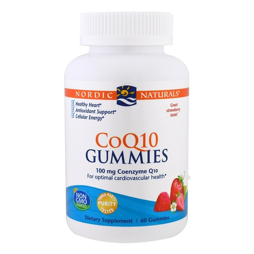 Nordic Naturals Koenzym Q10 w Żelkach 100mg Truskawkowy na Zdrowe Serce i Energię Komórkową 60 Żelków