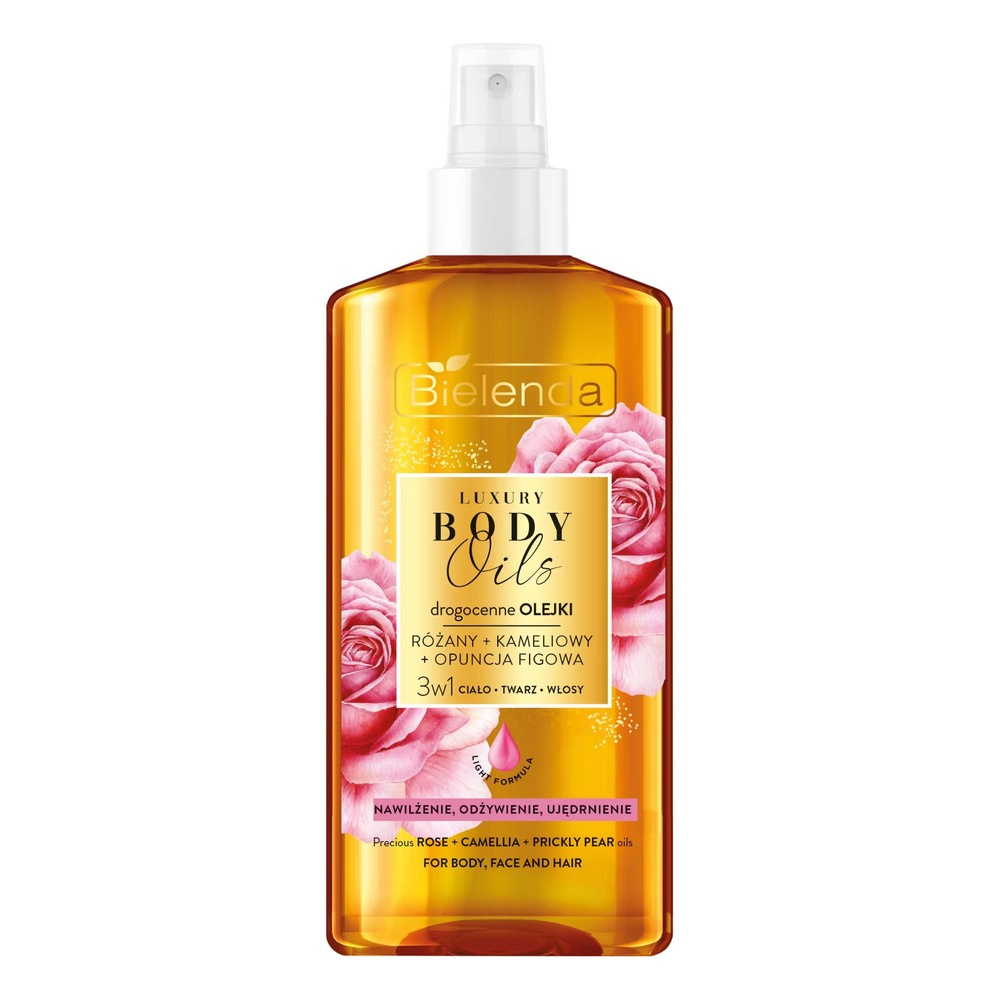 Bielenda Luxury Body Oils Precious Oils Rose + Camellia + Prickly Pear 3in1 for Body Face and Hair 150ml