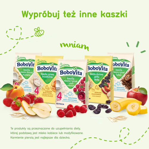 BoboVita Kaszka Mleczno-Zbożowa 4 Owoce bez Oleju Palmowego po 8 Miesiącu 230g