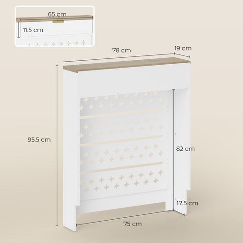 HOMCOM 78 x 19 cm Minimal Radiator Cover, with Drawer - White