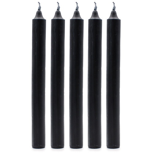 Solid Colour Dinner Candle Set - Pack of 21 - Rustic Black