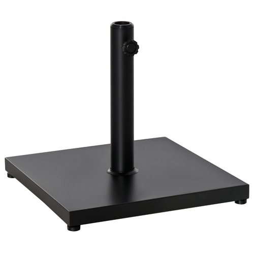 Outsunny Φ35/38/48MM 18KG Steel Square Parasol Stand Base w/ Adjustable Knob Umbrella Stand Garden Patio Outdoor Home, Black