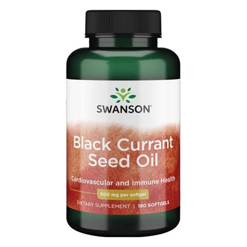 Swanson Black Currant Seed Oil 500mg Olej z Czarnej Porzeczki 180 Kapsułek
