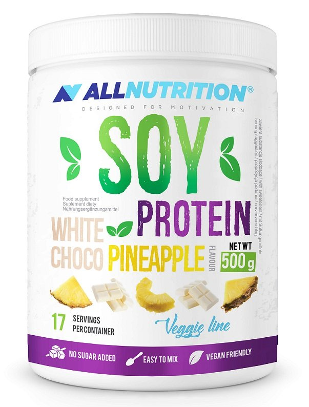 Allnutrition Vegan Soy Protein White Choco with Pineapple with no Sugar 500g